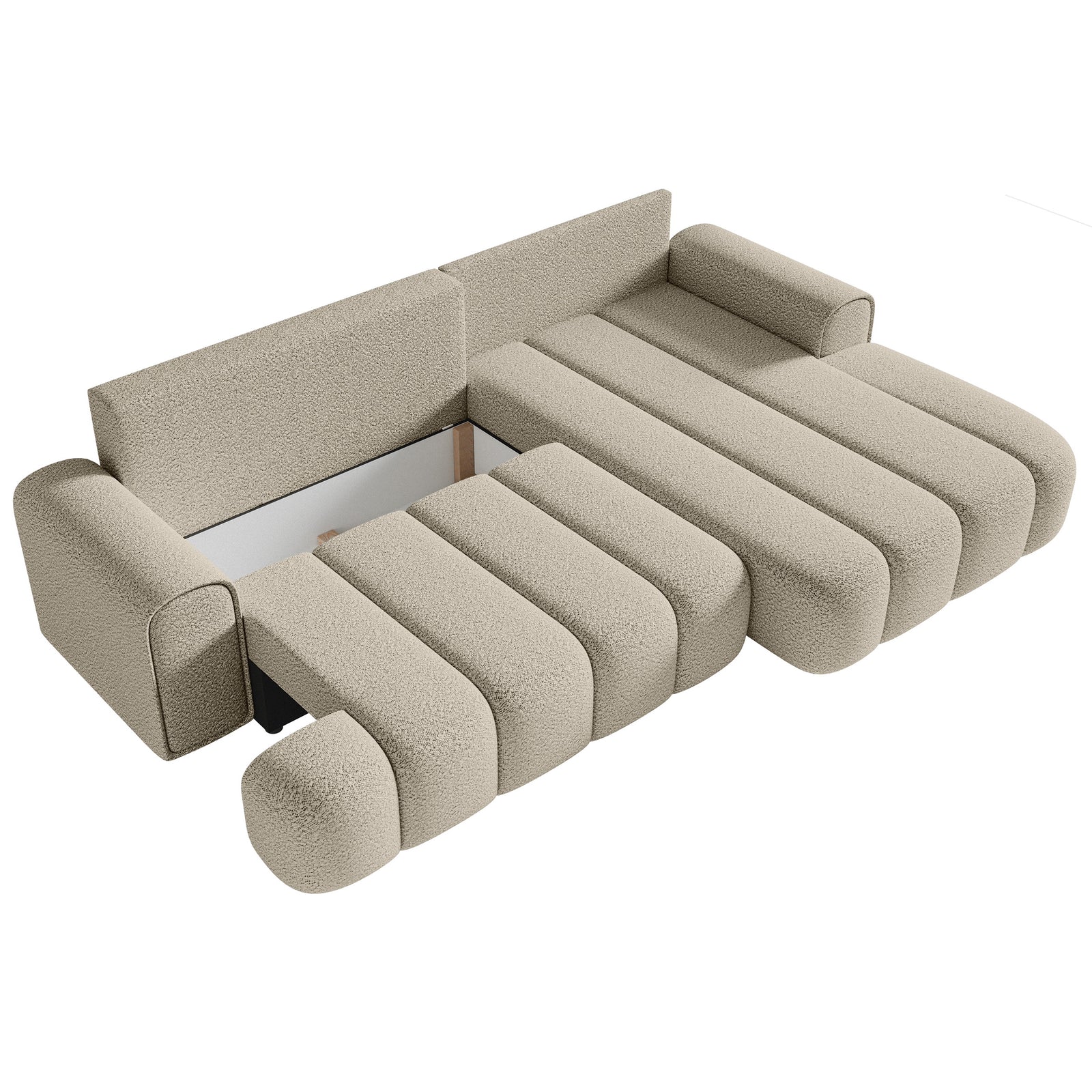 Kampinė sofa-lova DANDELINO, šviesiai smėlinė, dešinė