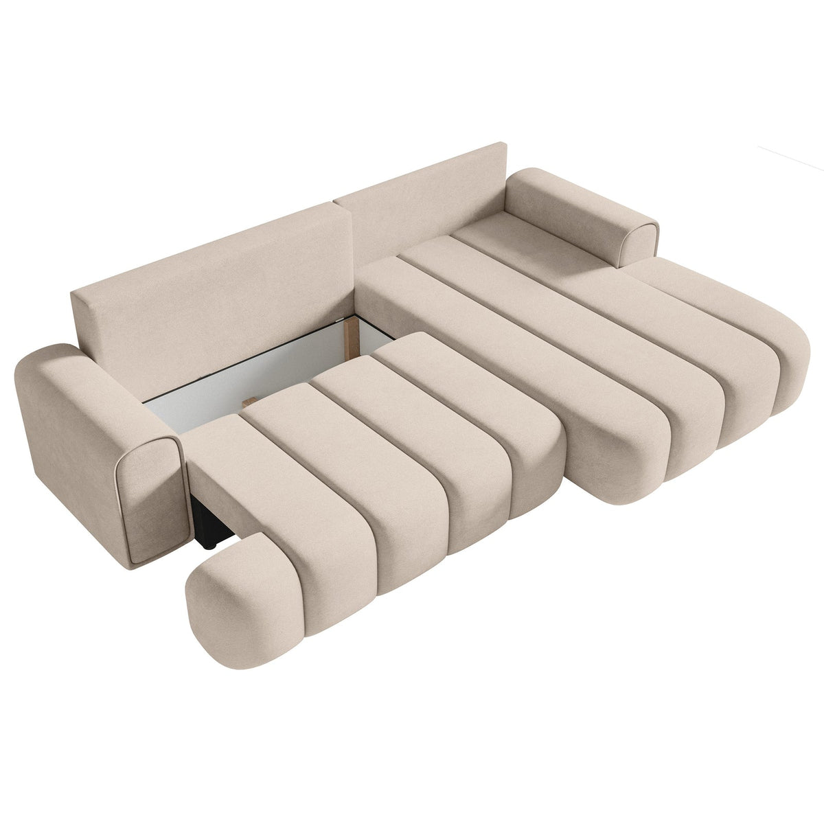 Kampinė sofa ELIN, pilkai smėlinis veliūras