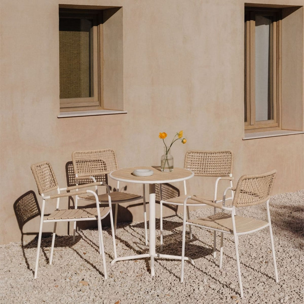 Outdoor set TILDA, round table, 4 chairs, white