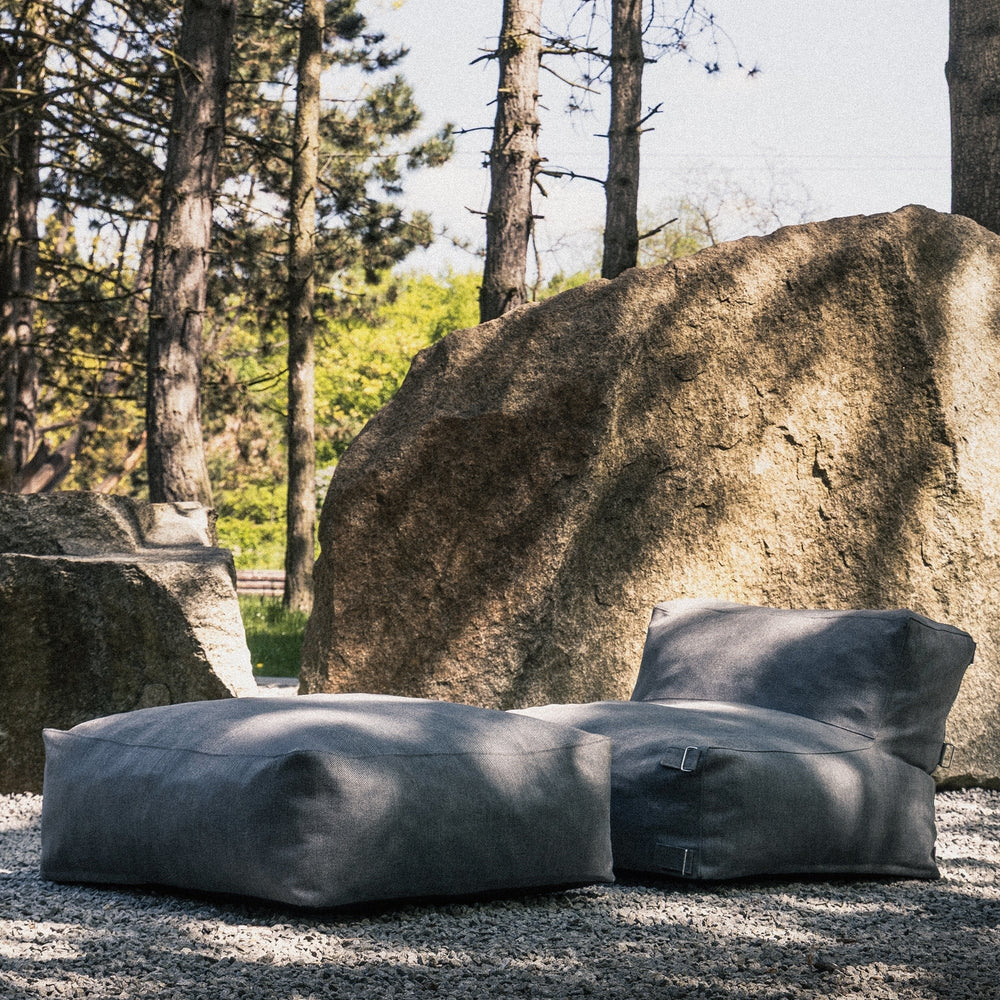 Pouffe ZILIST, grey, with cover