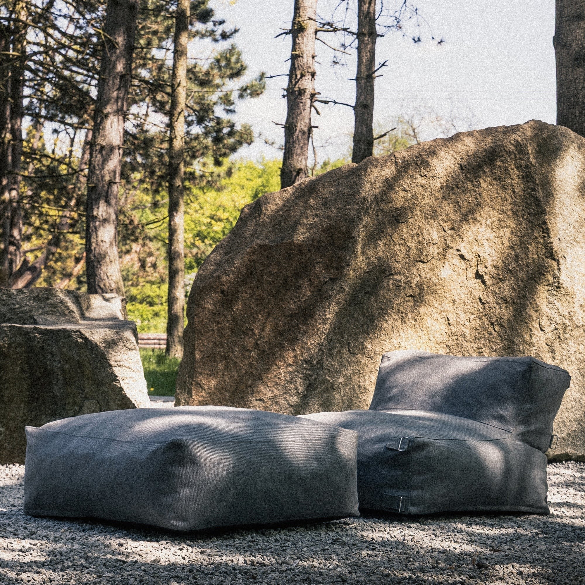 Pouffe ZILIST, grey, with cover