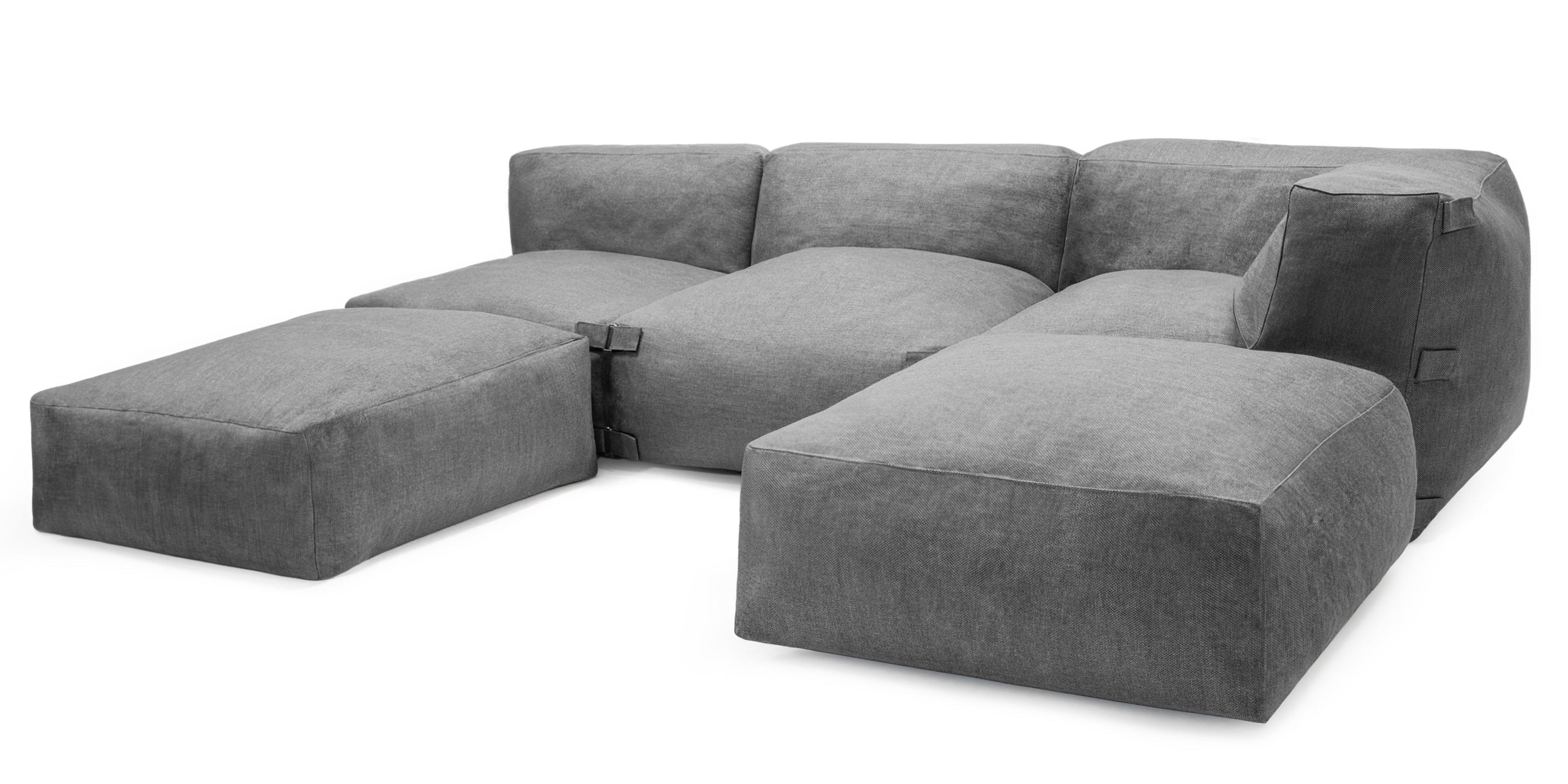 Pouffe ZILIST, grey, with cover