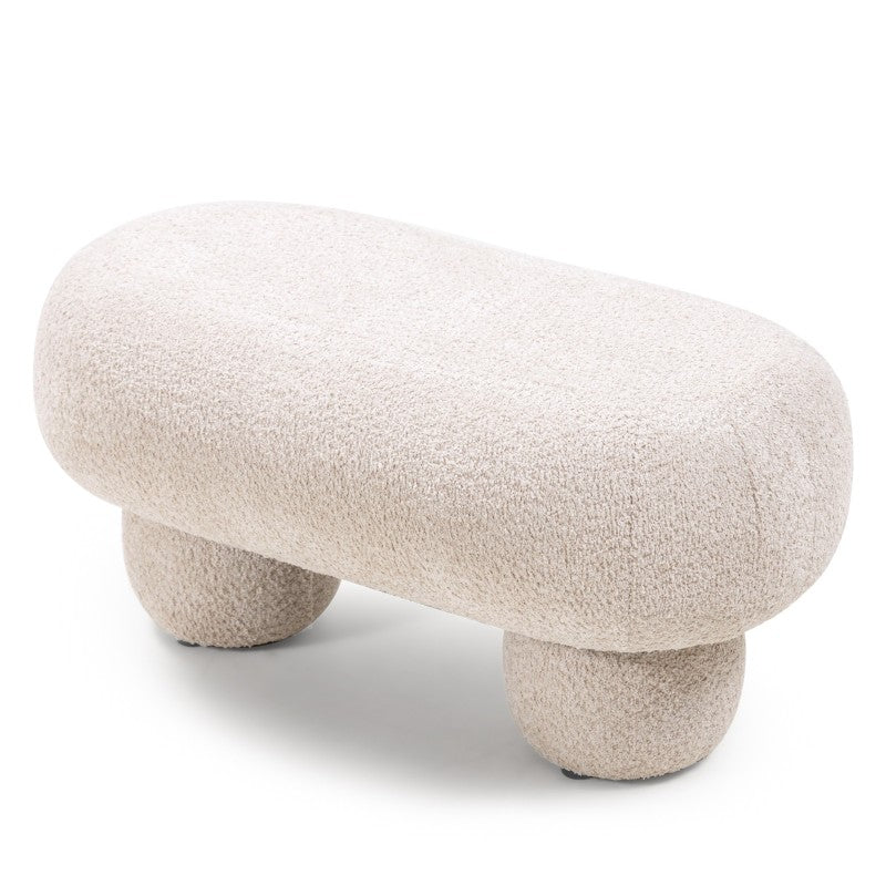 Ovalus pufas FRAGANZA, smėlio, boucle