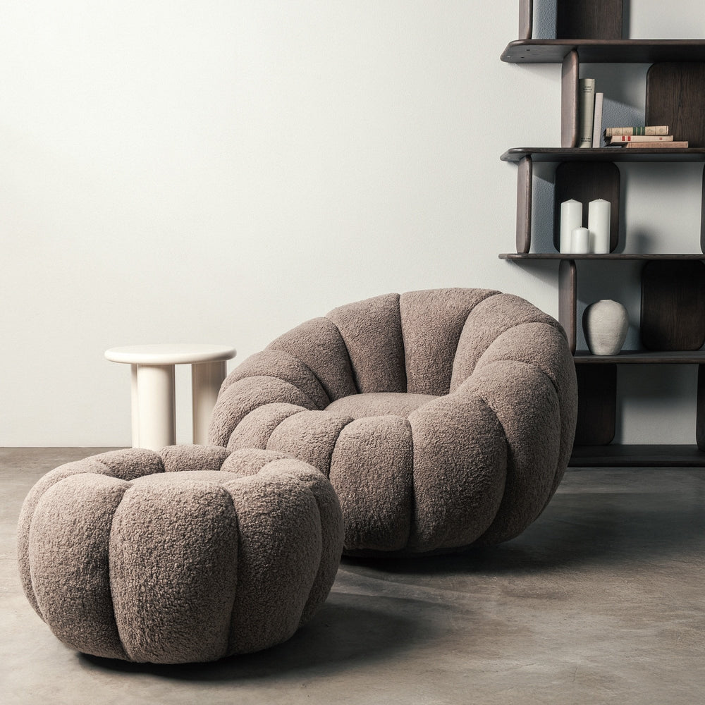 Pouf RADIAN, bouclé, cappuccino