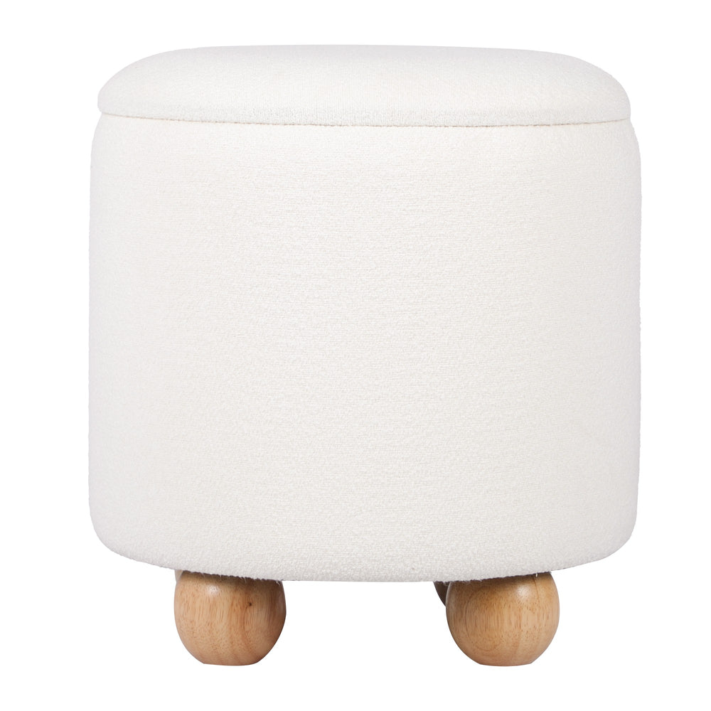 Pouf PLATIN, round, white, with storage