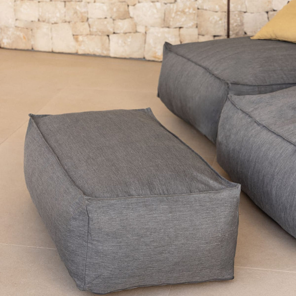 Stačiakampis lauko pufas VELVA 110x65 cm, granito pilka