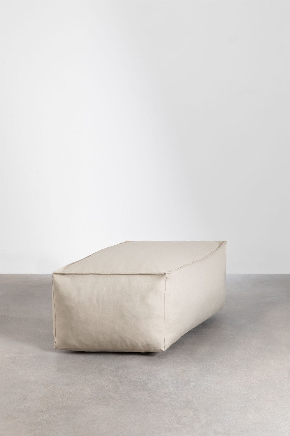 Stačiakampis lauko pufas VELVA 110x65 cm, kreminis