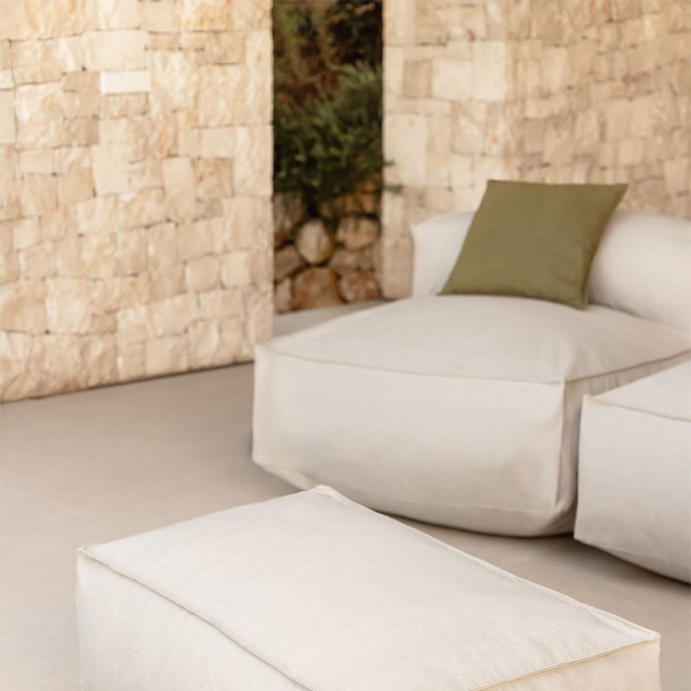 Stačiakampis lauko pufas VELVA 110x65 cm, kreminis