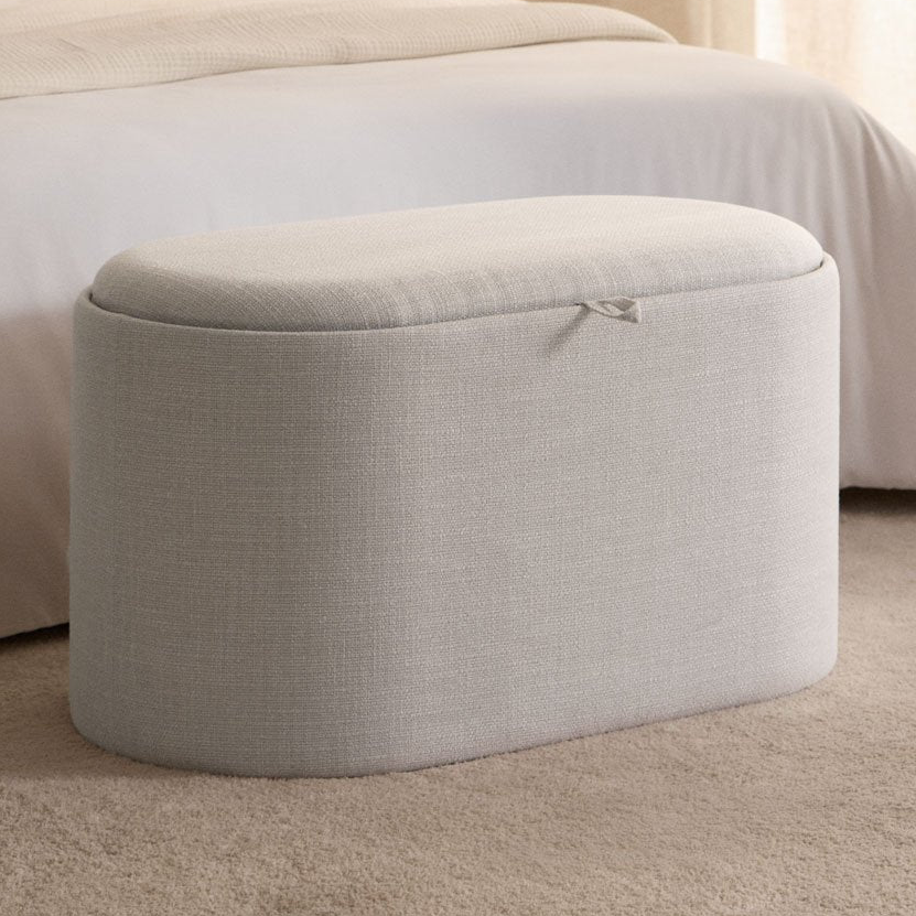 LUNUERO oval ottoman 70 cm with tray and storage compartment