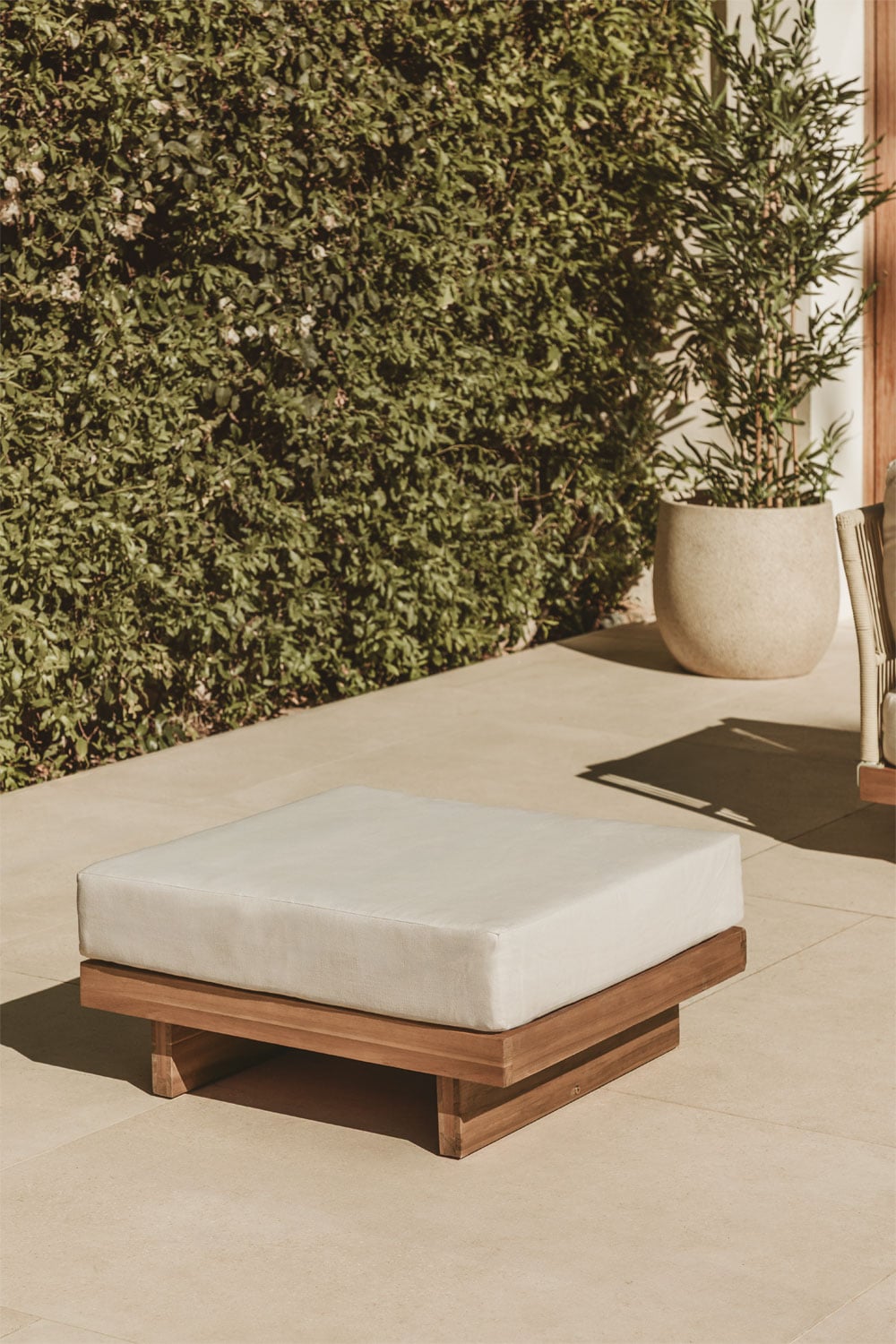 Outdoor square pouf FORTO, white