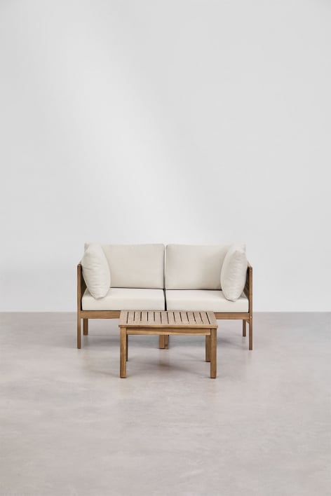 Dvivietė lauko sofa KORKO su kampais ir staliuku, akacija