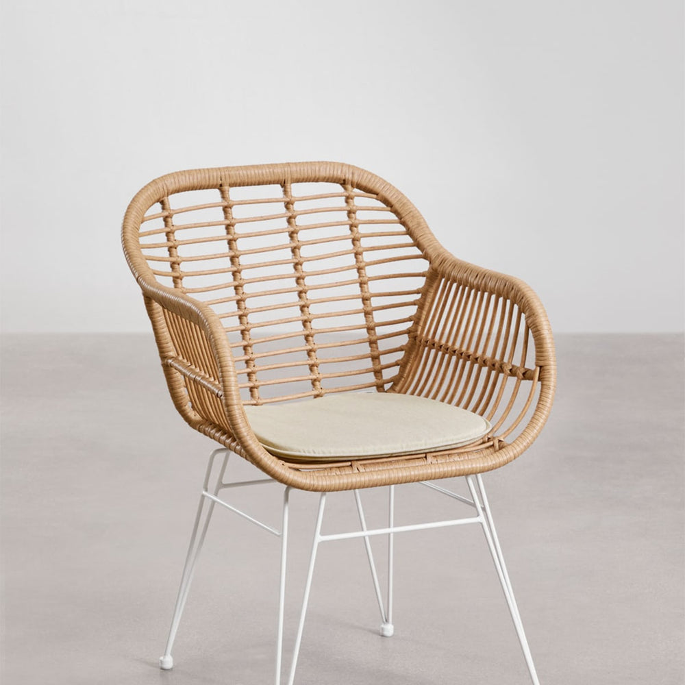 Outdoor Chair ZOLE, with armrests, white (3 pcs)