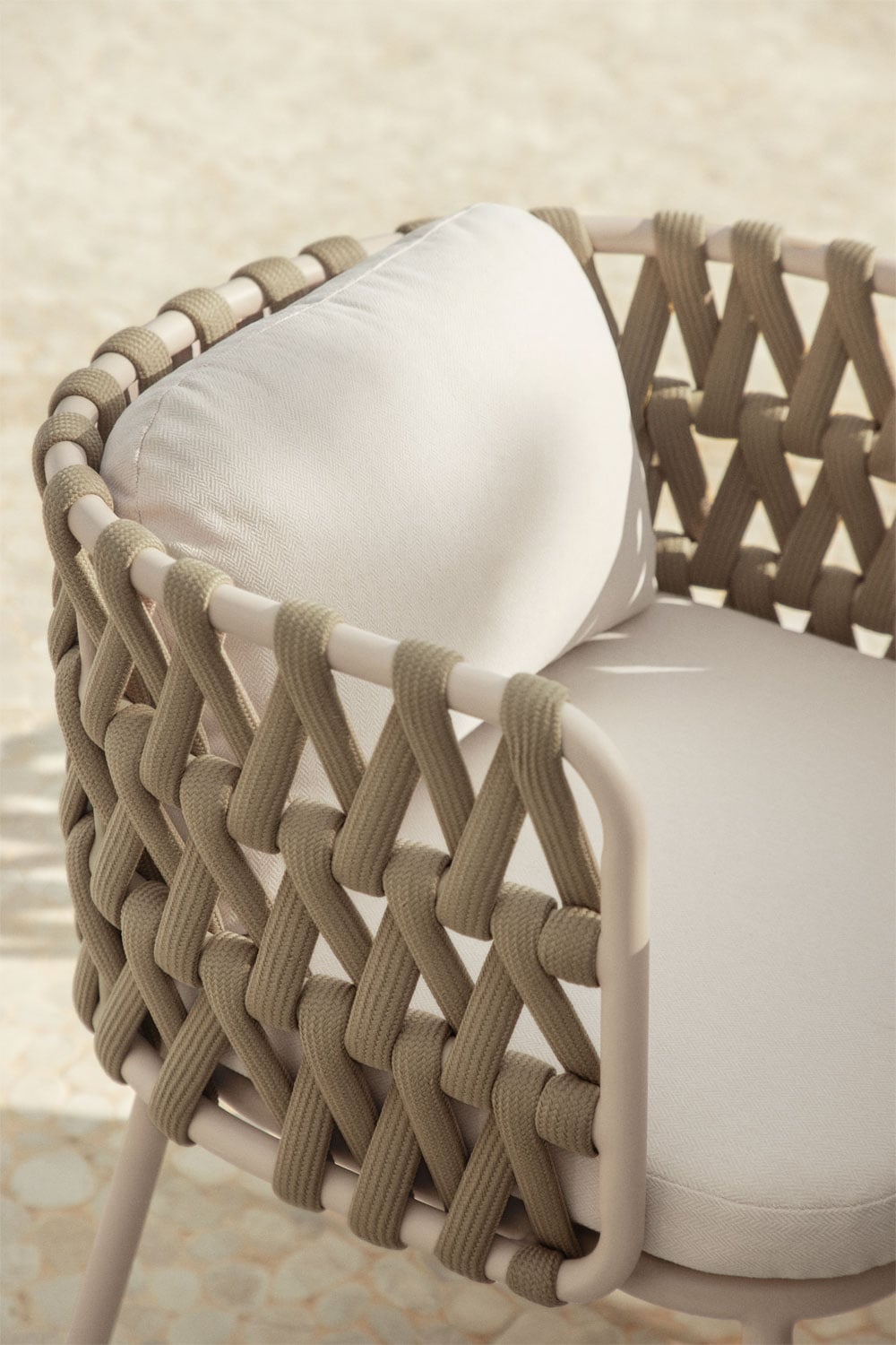 Outdoor chair TEVARY, with armrests, aluminium, cream