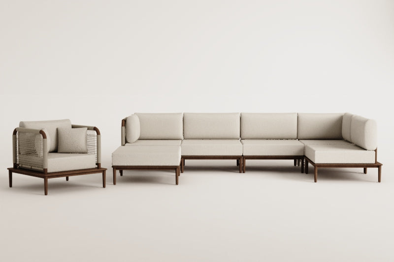 Komplektas MODENA, 7 vietų sofa, pufas ir fotelis