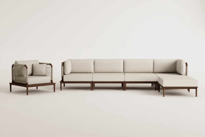 Komplektas MODENA, sofa, pufas ir fotelis (6 vietų)