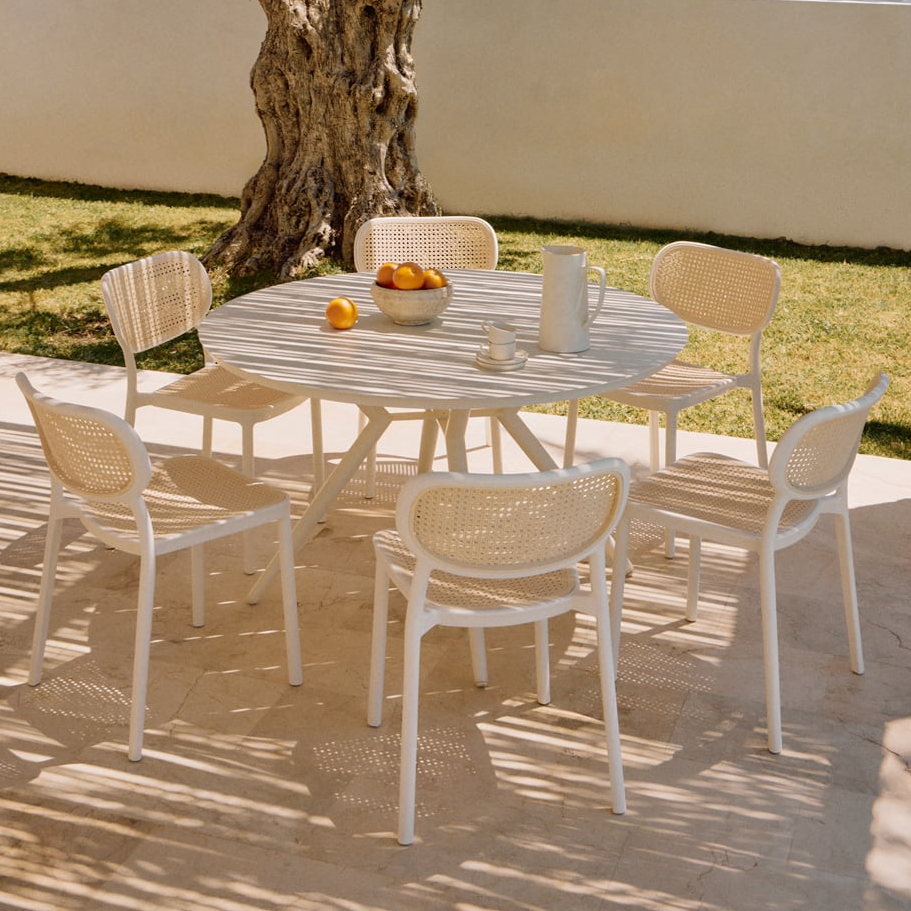 VALERIE outdoor set, armless chairs, 6 chairs, white