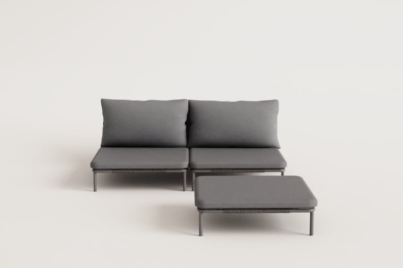 Lauko sofa GRAFITO, dviejų dalių komplektas, grafito pilka