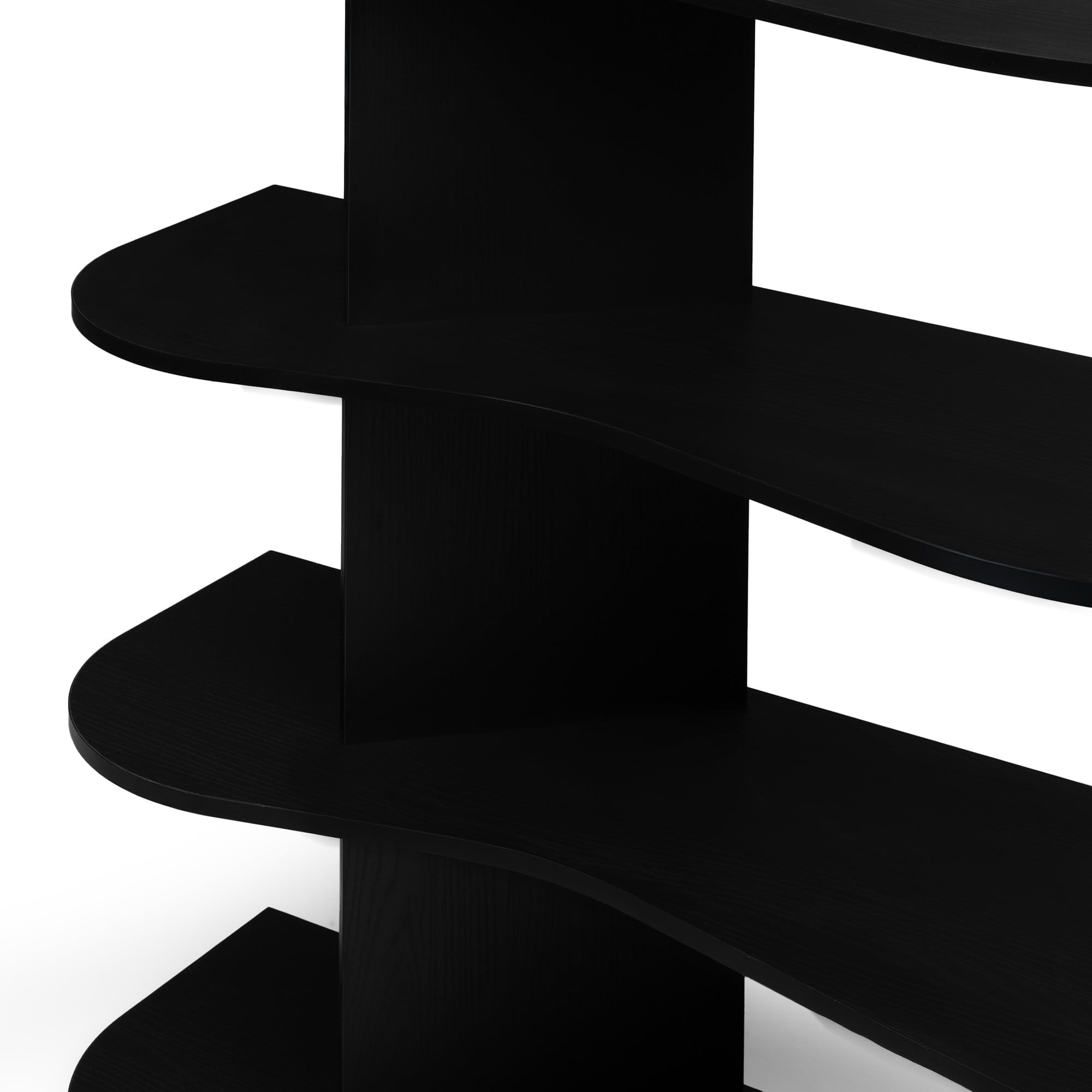 Shelf SELENE, low, black, wavy