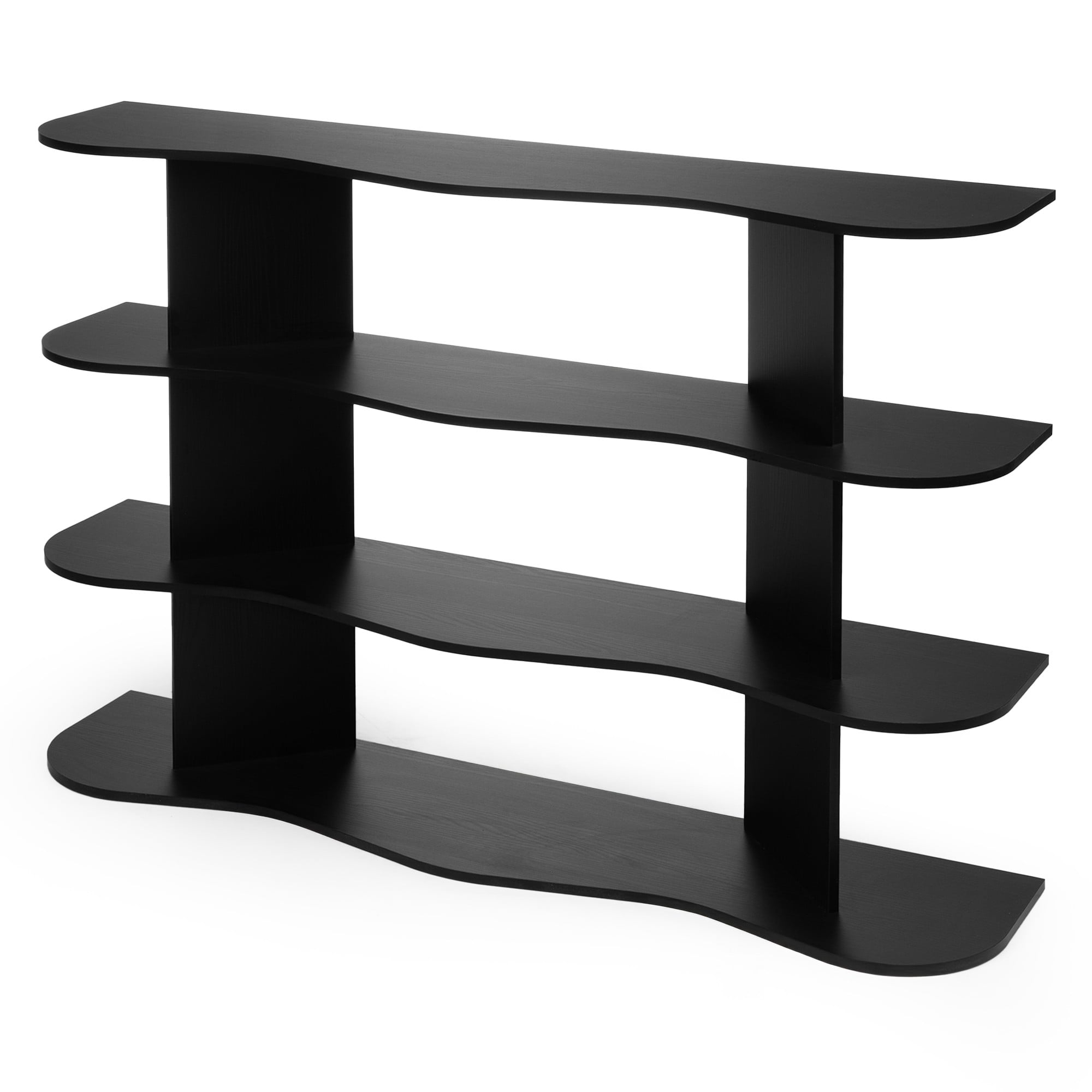 Shelf SELENE, low, black, wavy