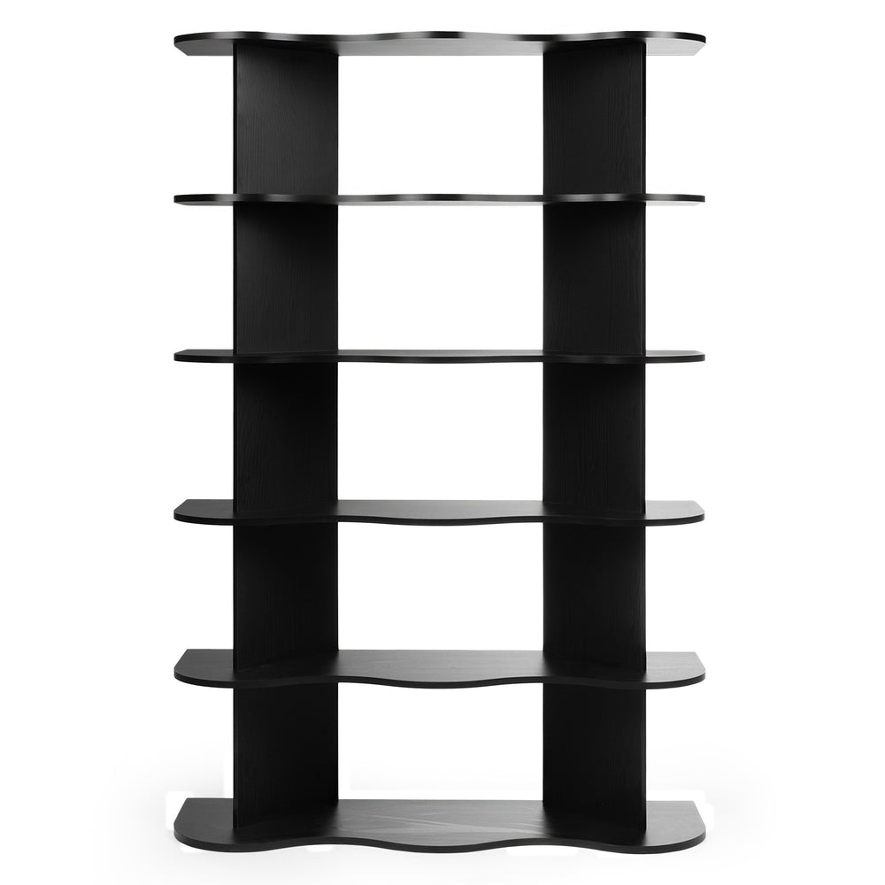 Shelving unit SELENE, tall, black, wavy