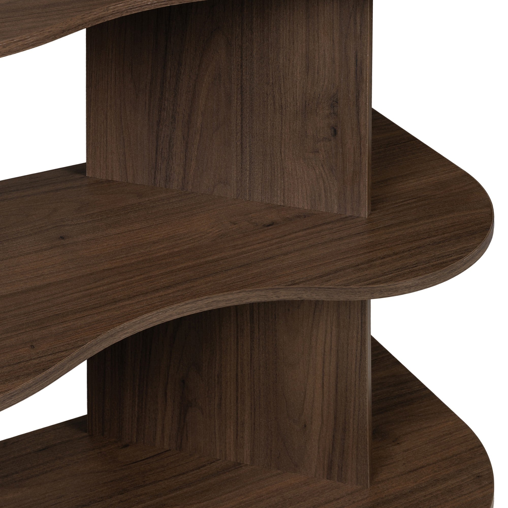 Shelving unit SELENE, tall, walnut, wavy