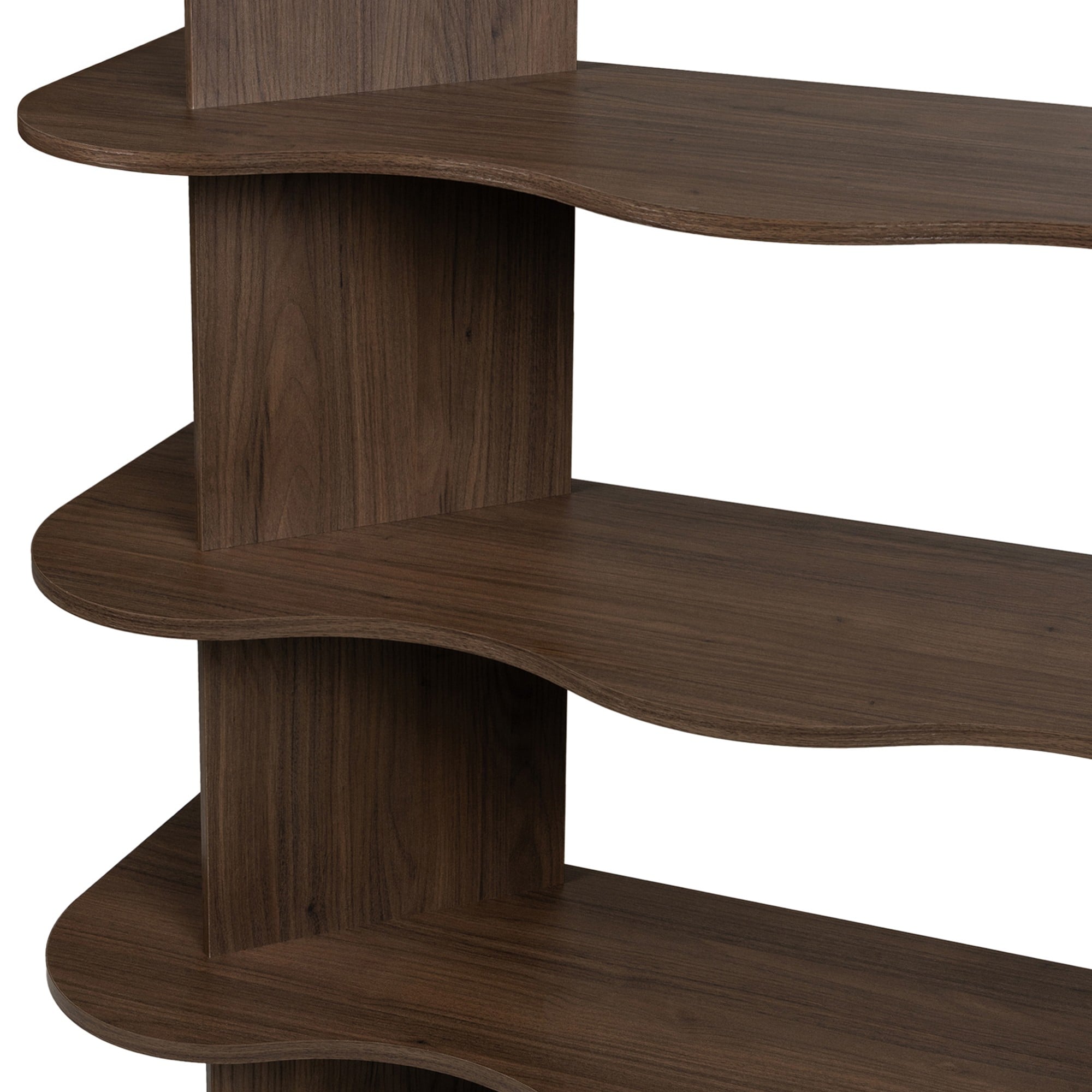 Shelving unit SELENE, tall, walnut, wavy