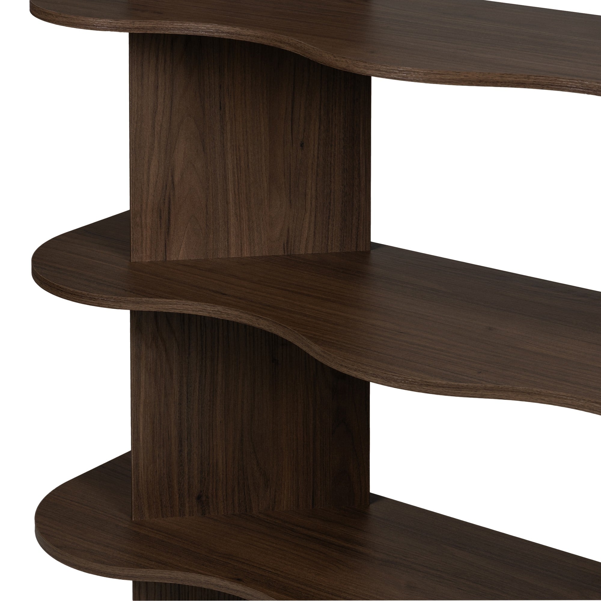 Shelving unit SELENE, tall, walnut, wavy