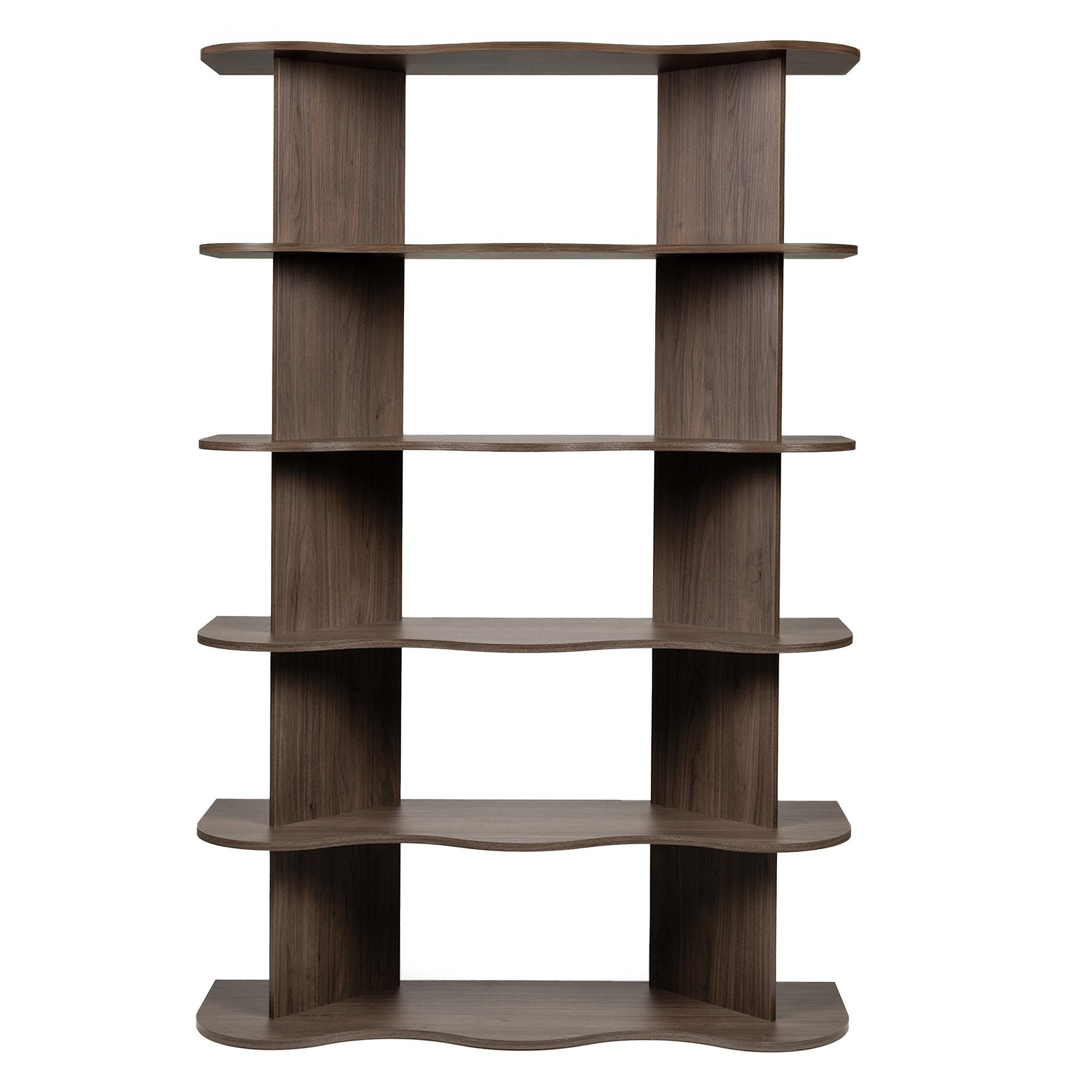 Shelving unit SELENE, tall, walnut, wavy
