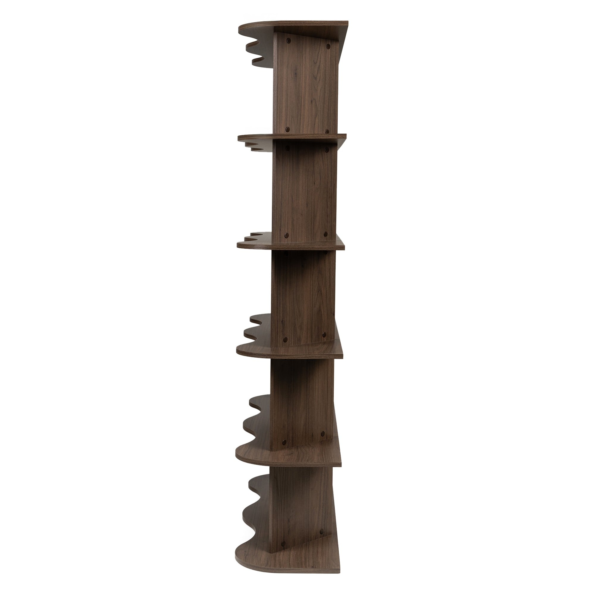 Shelving unit SELENE, tall, walnut, wavy