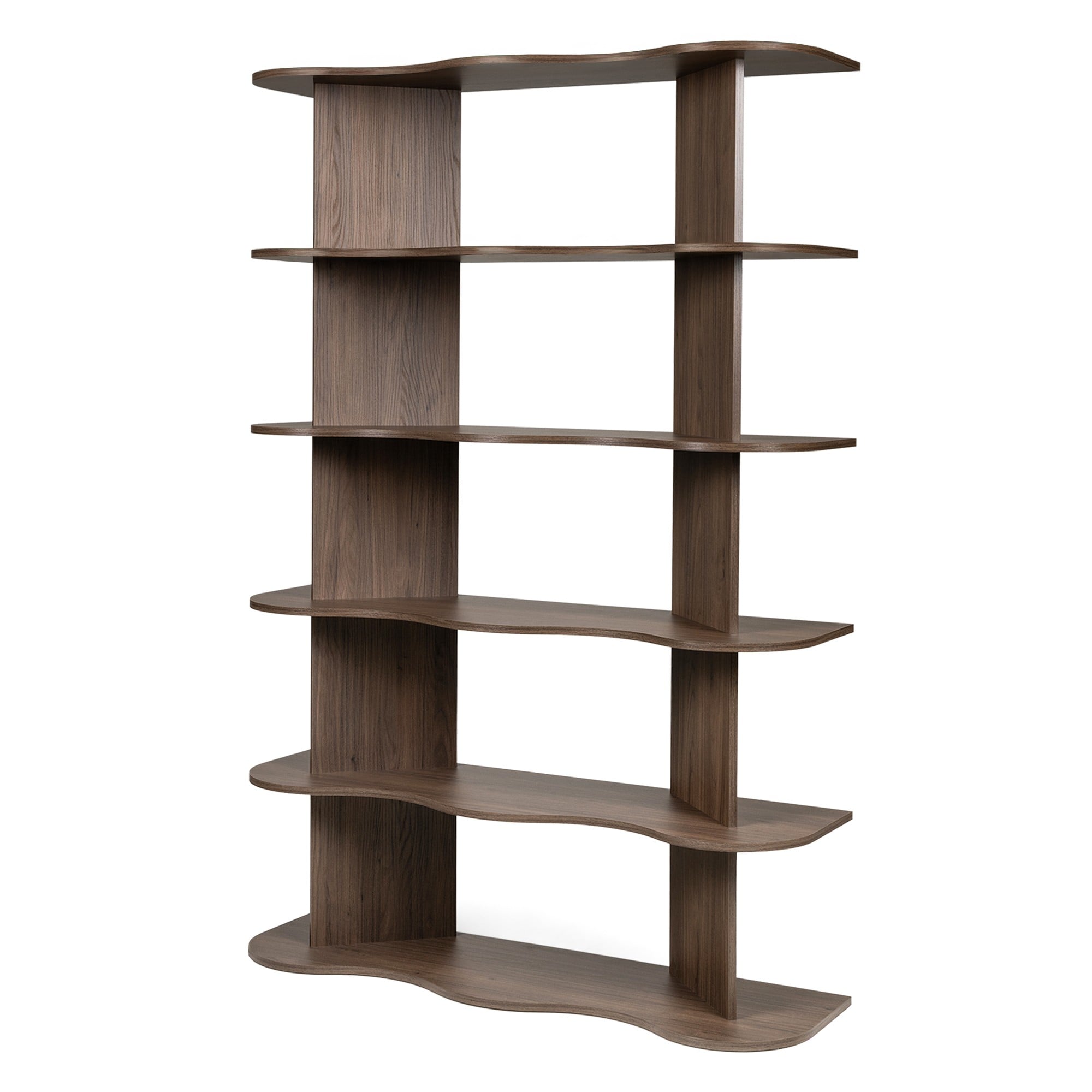 Shelving unit SELENE, tall, walnut, wavy