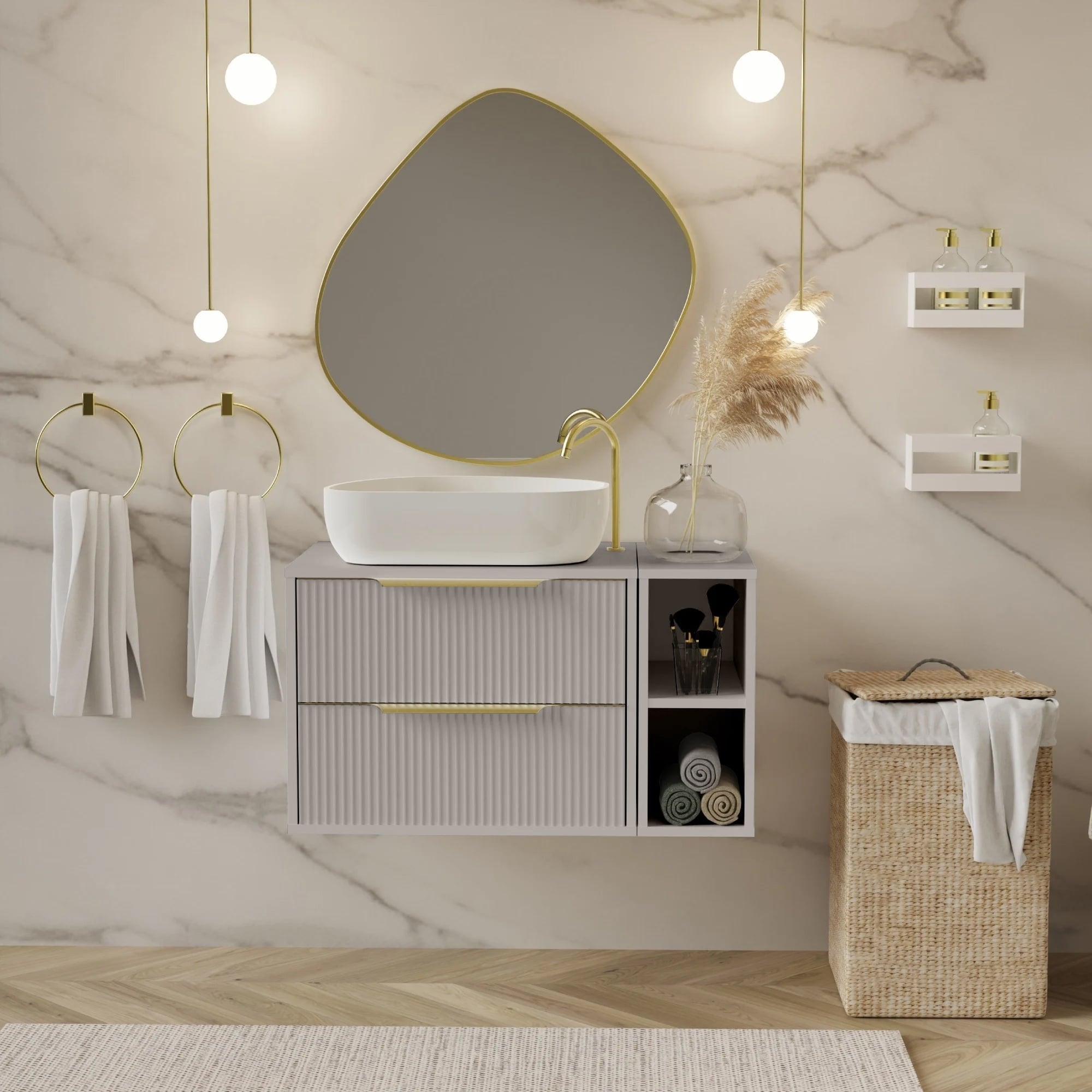 BERYL bathroom shelf, cashmere, 20 cm