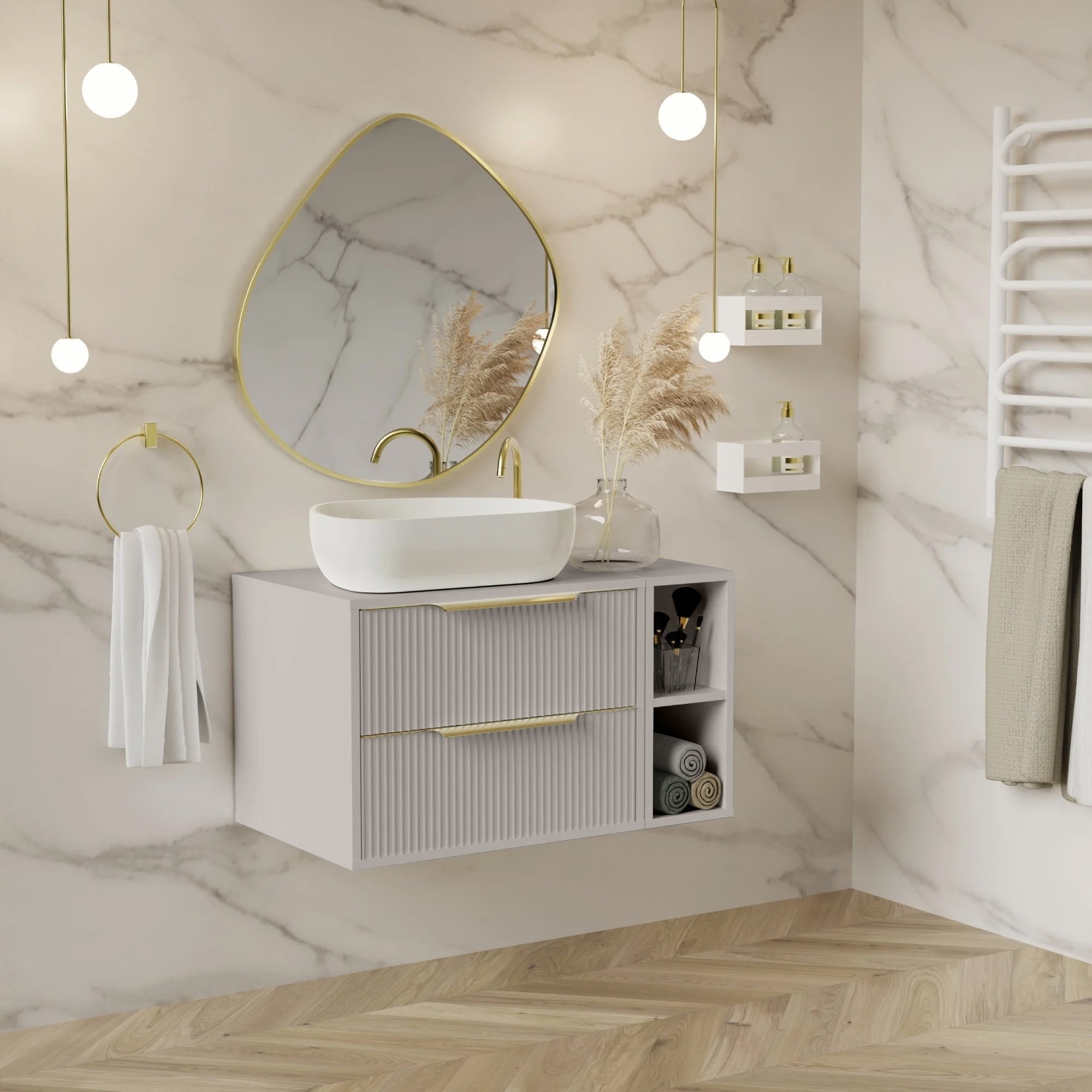 BERYL bathroom shelf, cashmere, 20 cm