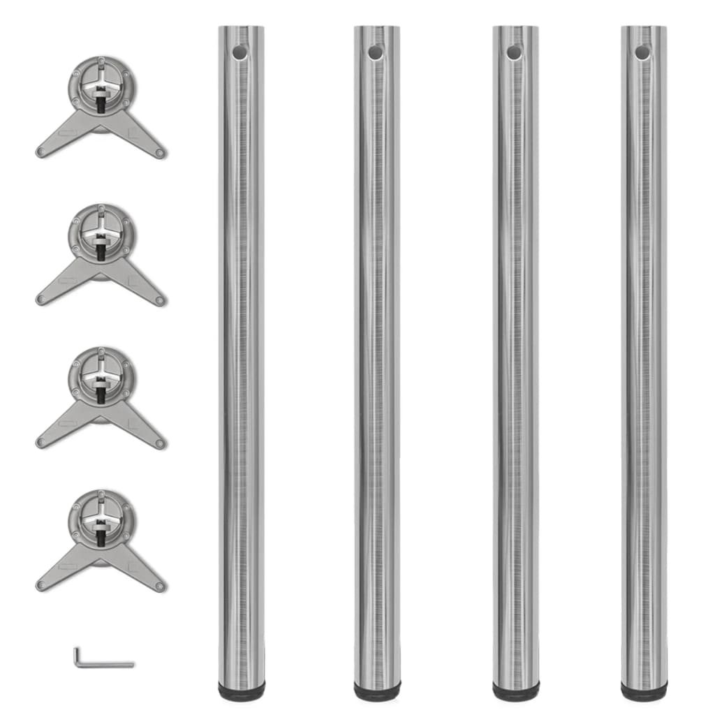 Reguliuojamo aukščio stalo kojos, 4vnt., šlifuoto nikelio, 870mm - Namų Idėja