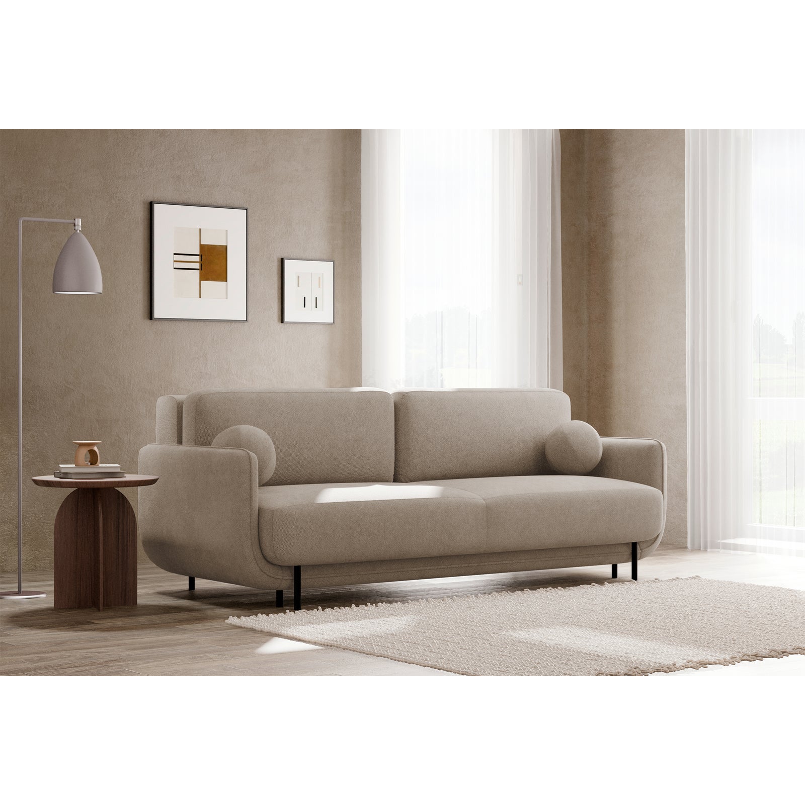 Sofa-lova OVALS, smėlinė pinta