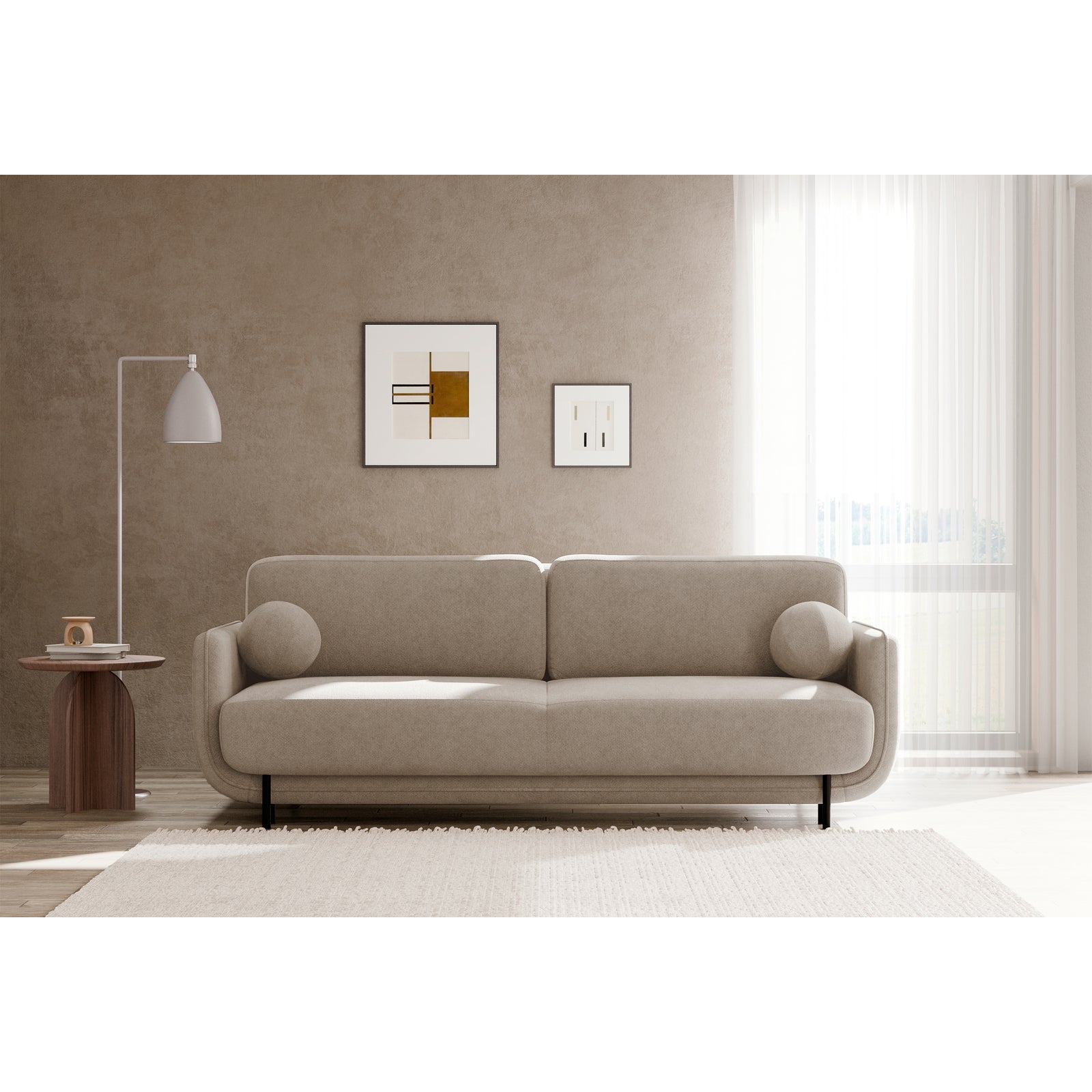 Sofa-lova OVALS, smėlinė pinta