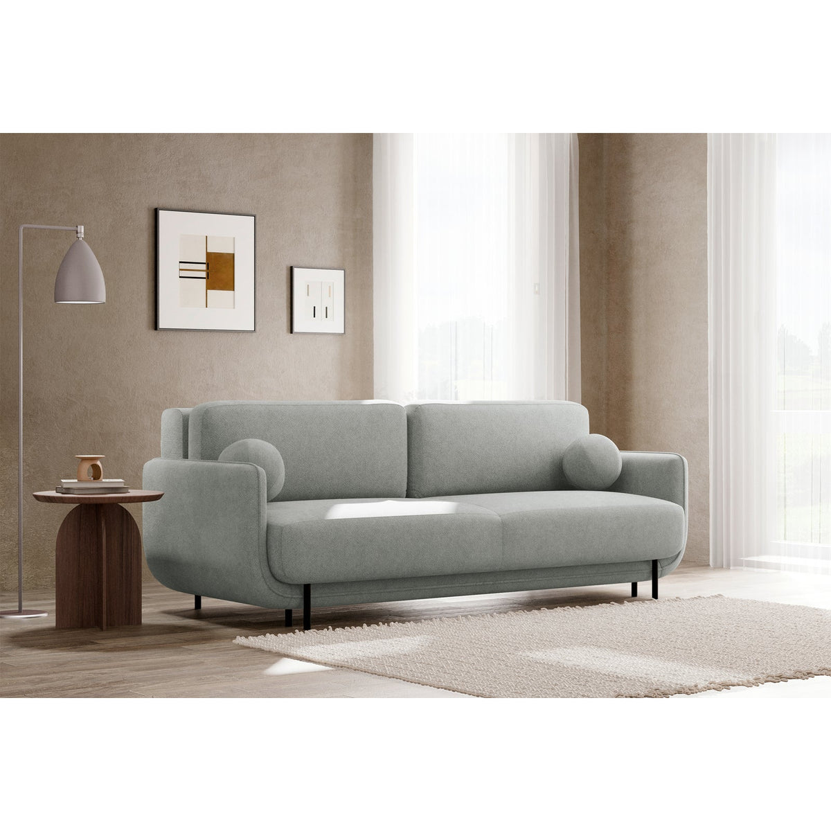 Sofa-lova OVALS, šviesiai pilka pinta