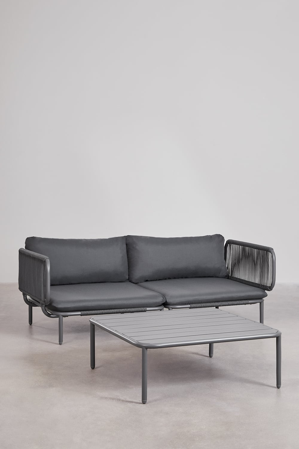 Lauko sofa GRAFITO, dviejų dalių sistema, grafito pilka