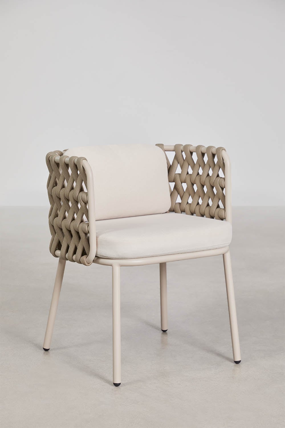 Outdoor furniture set TEVARY, table and chairs, cream