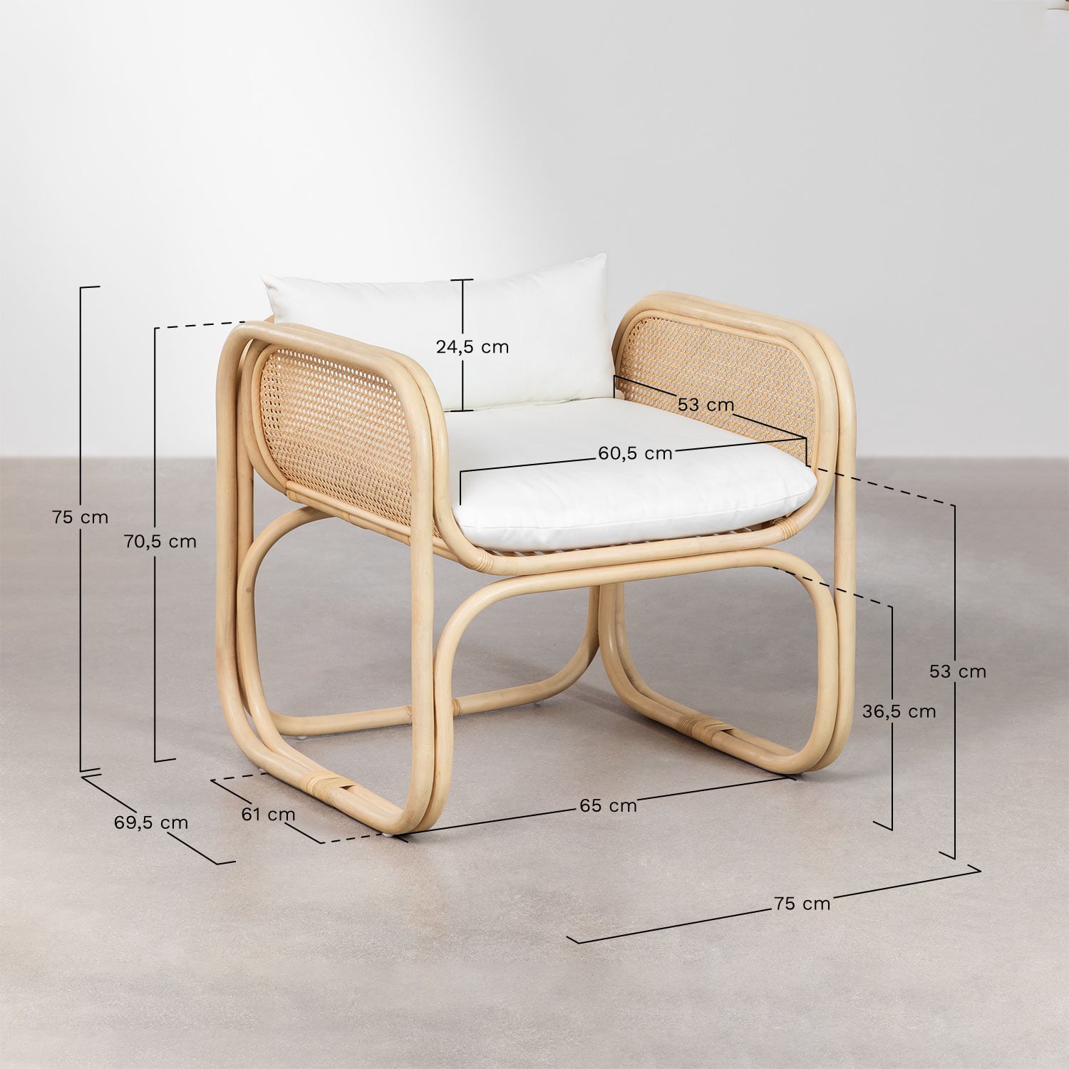 WILBERT outdoor armchair, rattan, honey