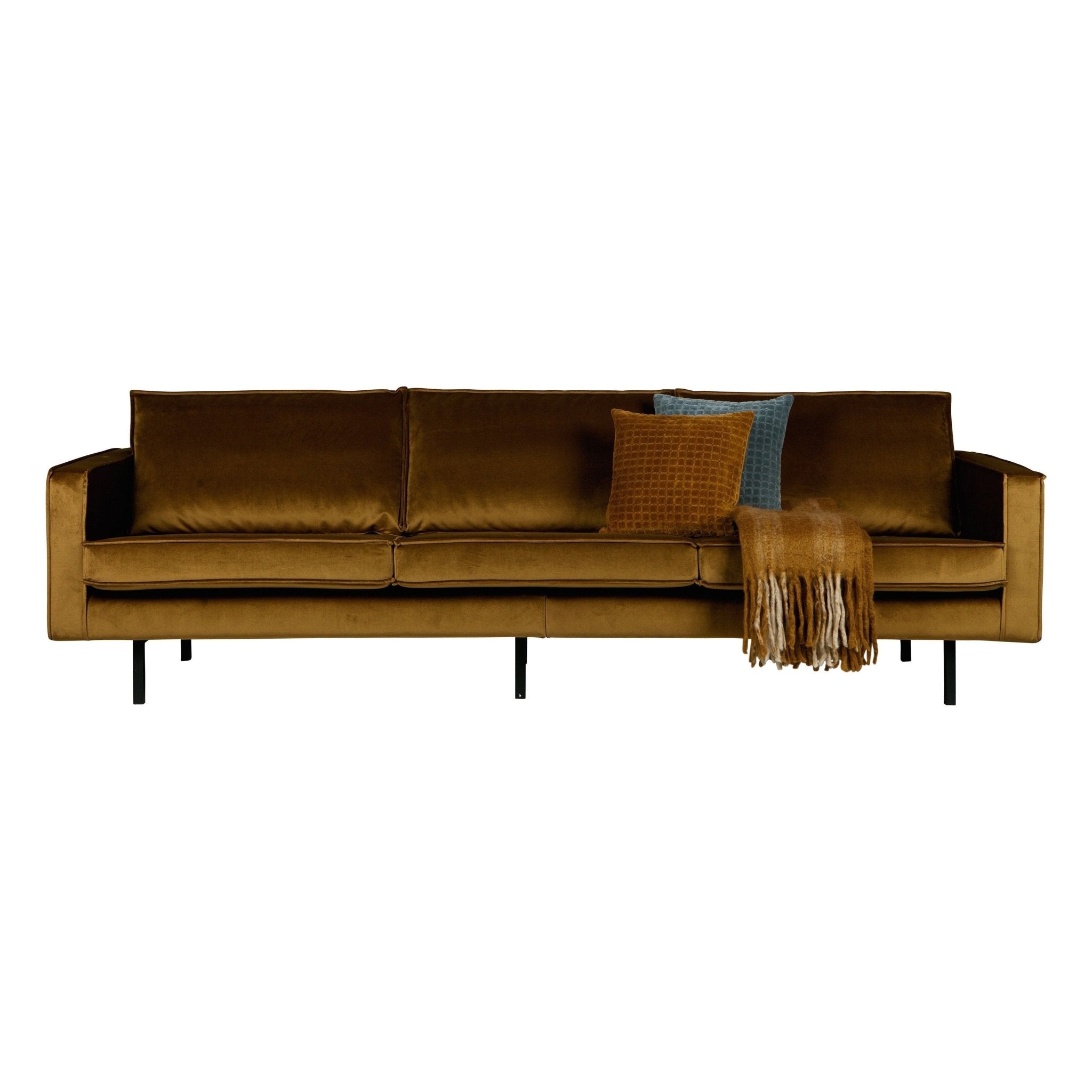 "Rodeo" 3 Vietų Sofa, Aksomas, Medaus Spalva - Namų Idėja