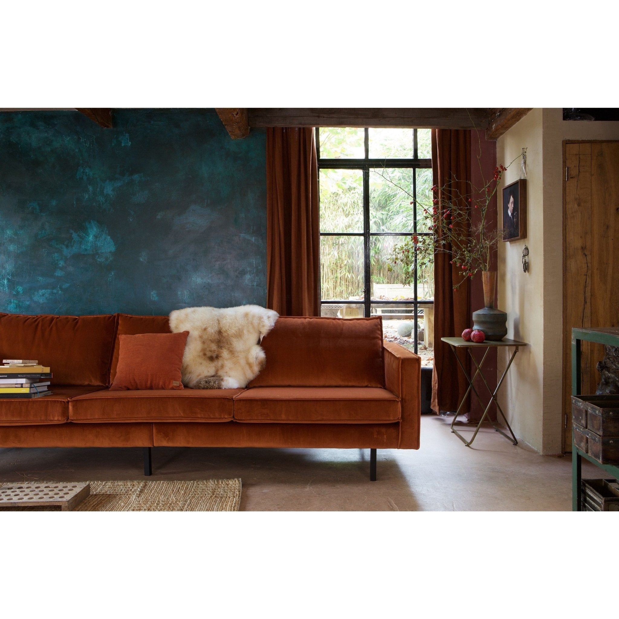 "Rodeo" 3 Vietų Sofa, Aksomas, Rūdžių Spalva - Namų Idėja
