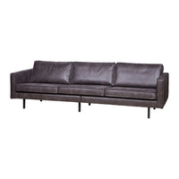 "Rodeo" 3 Vietų Sofa, Perdirbta Oda, Juoda Spalva - Namų Idėja