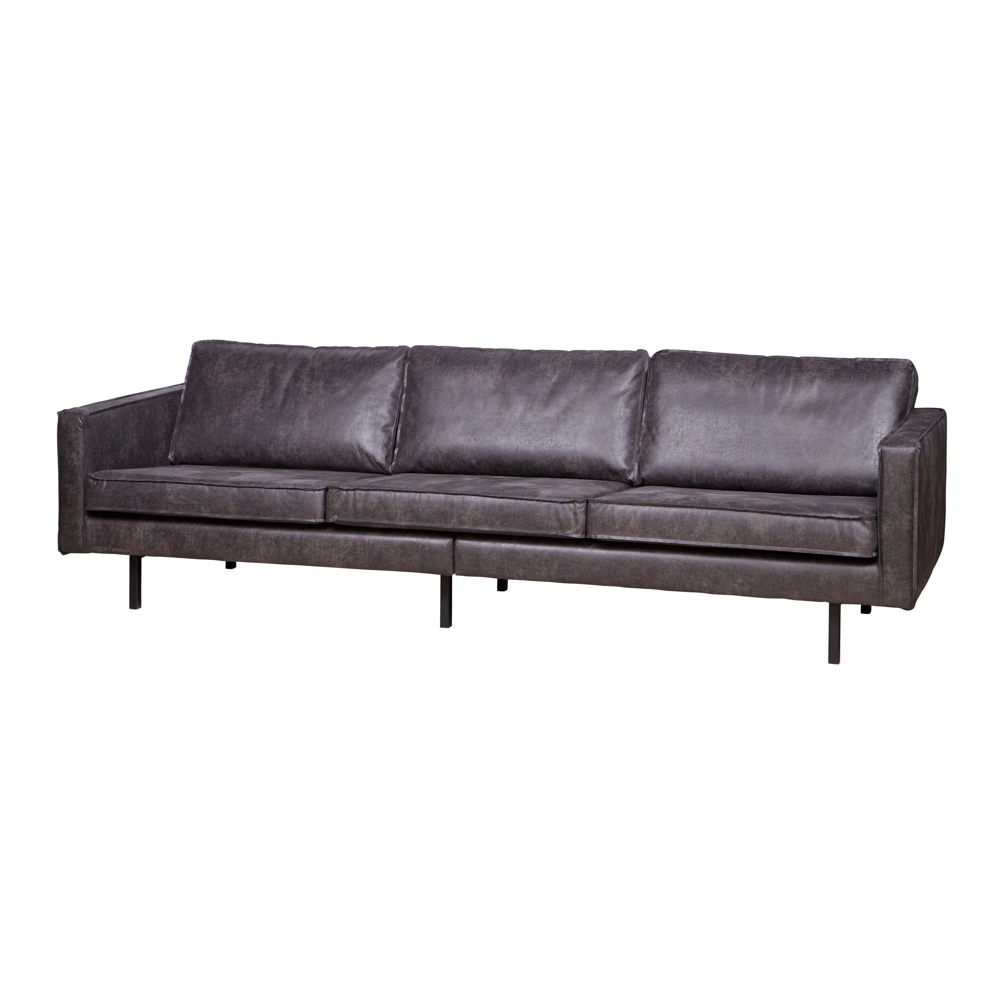 "Rodeo" 3 Vietų Sofa, Perdirbta Oda, Juoda Spalva - Namų Idėja