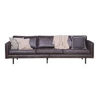 "Rodeo" 3 Vietų Sofa, Perdirbta Oda, Juoda Spalva - Namų Idėja