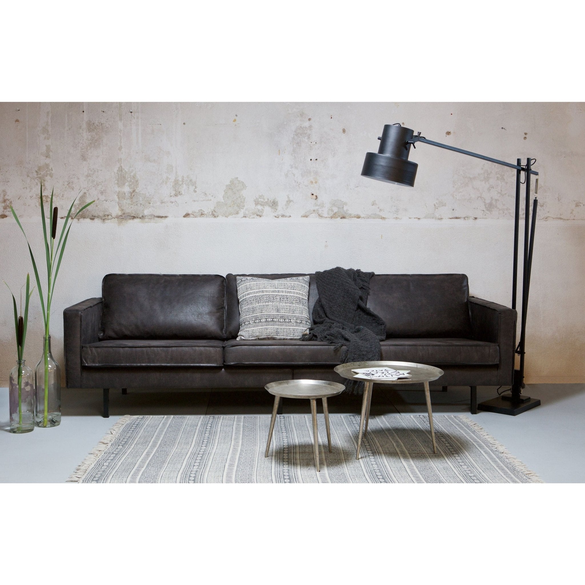 "Rodeo" 3 Vietų Sofa, Perdirbta Oda, Juoda Spalva - Namų Idėja