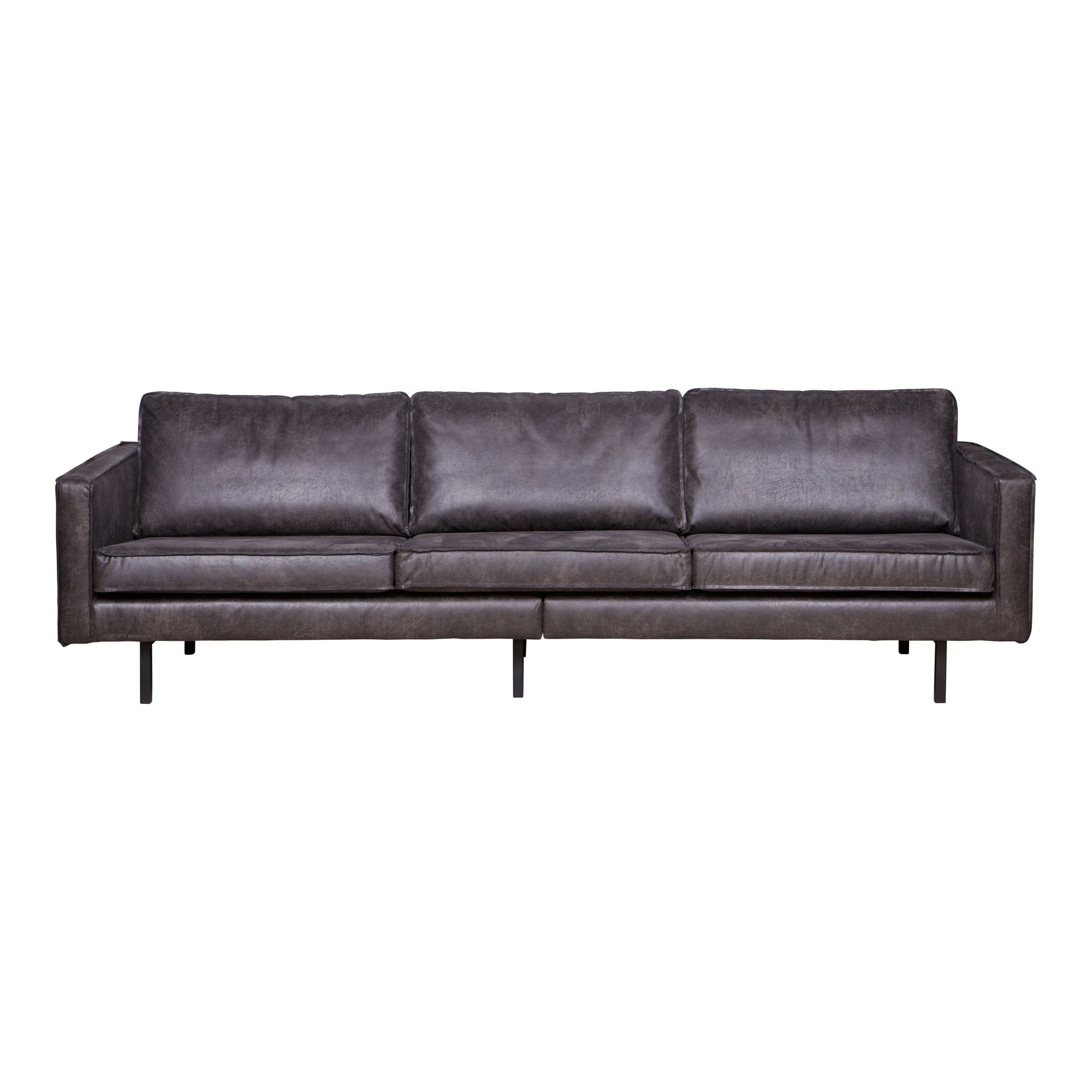 "Rodeo" 3 Vietų Sofa, Perdirbta Oda, Juoda Spalva - Namų Idėja
