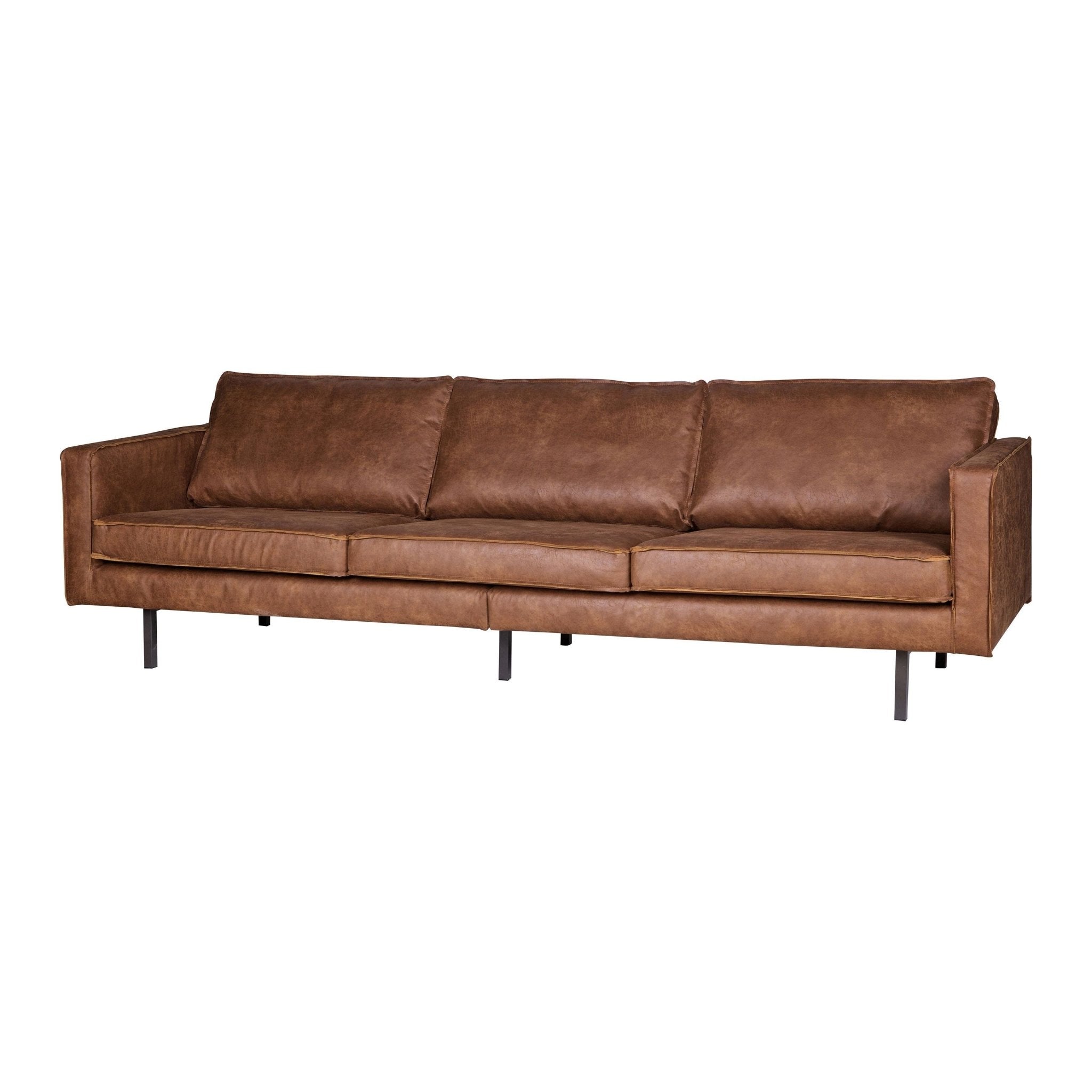 "Rodeo" 3 Vietų Sofa, Perdirbta Oda, Konjako Spalva - Namų Idėja