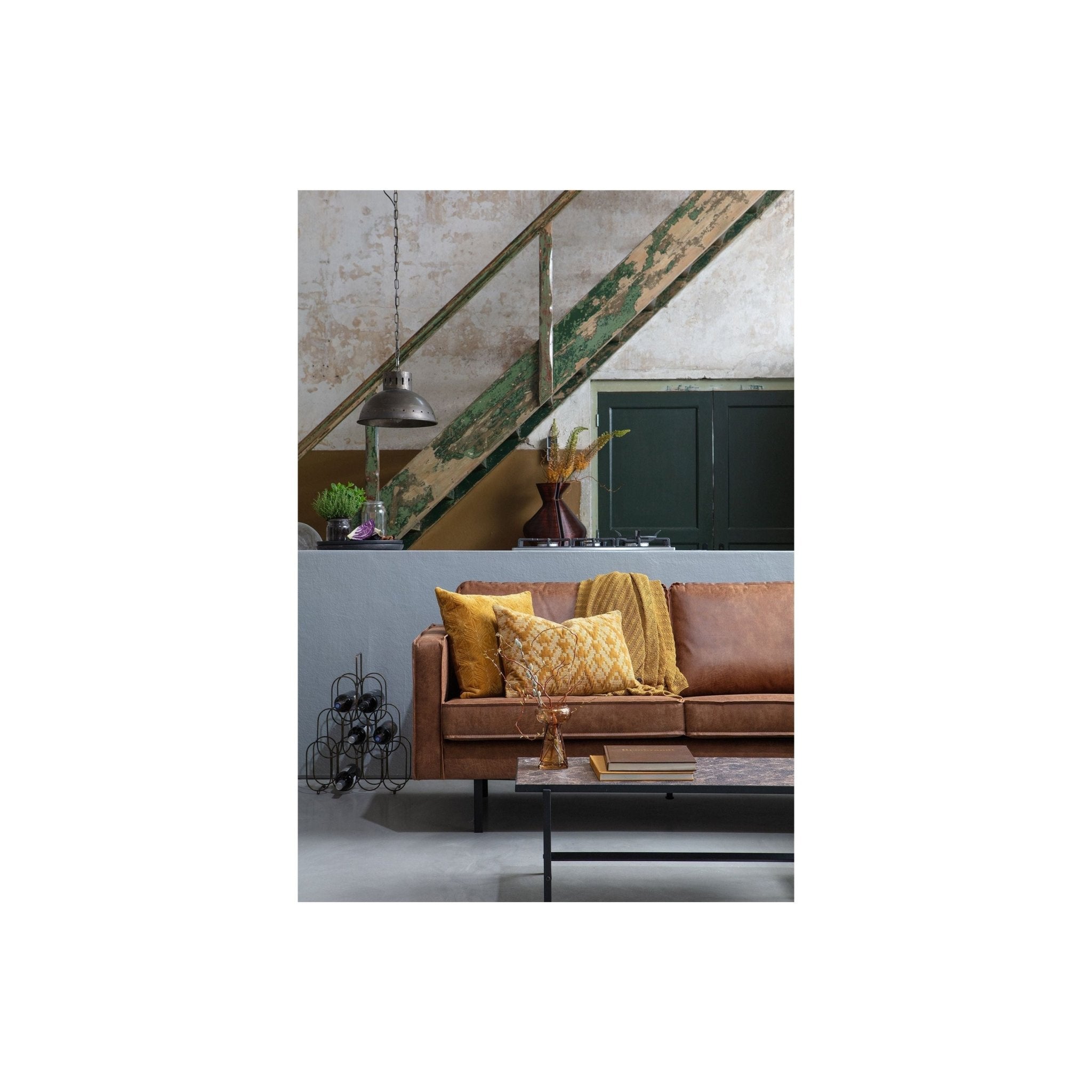 "Rodeo" 3 Vietų Sofa, Perdirbta Oda, Konjako Spalva - Namų Idėja