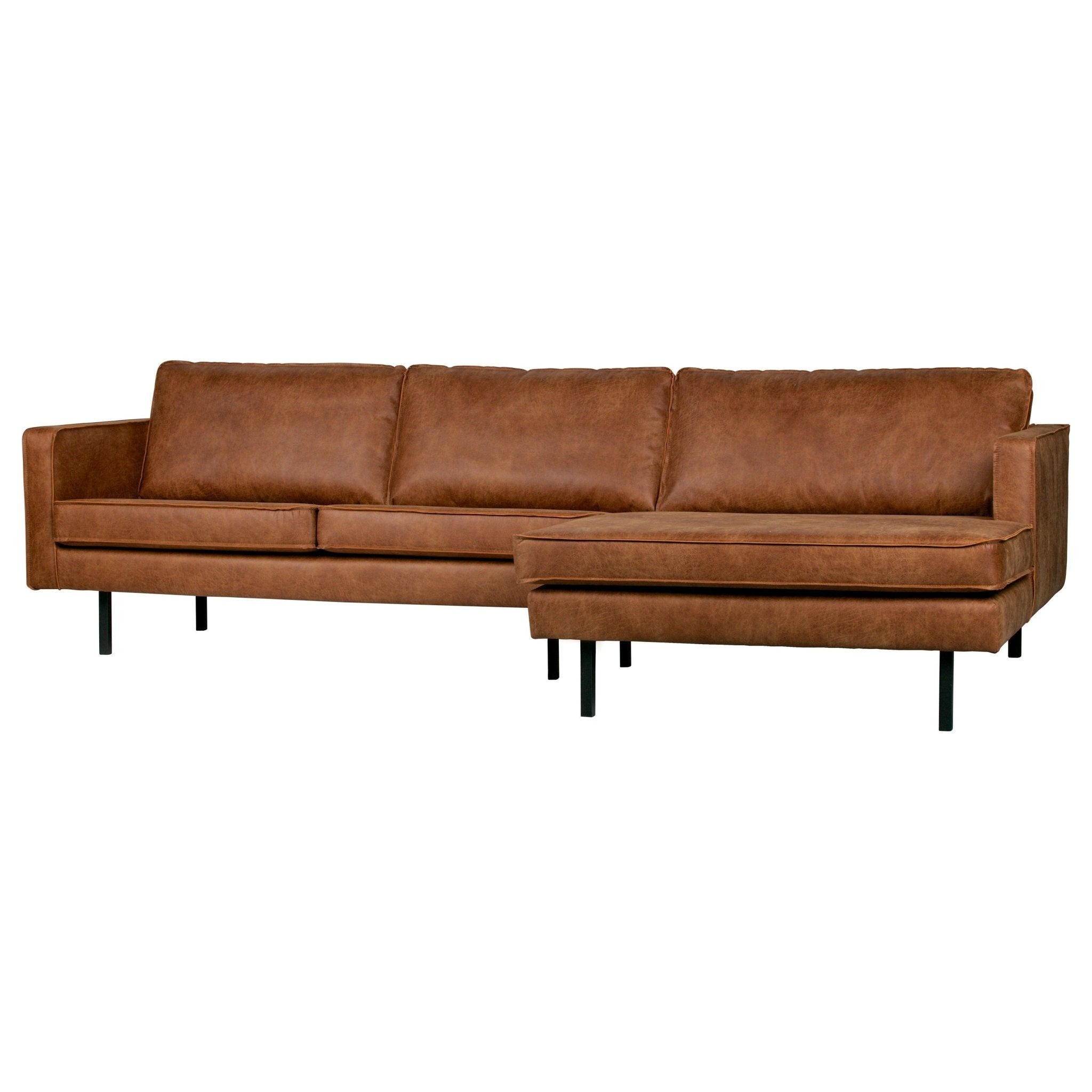 "Rodeo" Chaise - Longue Sofa, Dešinė, Perdirbta Oda, Konjako Spalva - Namų Idėja