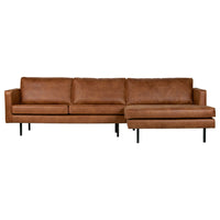 "Rodeo" Chaise - Longue Sofa, Dešinė, Perdirbta Oda, Konjako Spalva - Namų Idėja